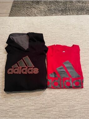 Adidas Boys L 14/16 2pc Bundle
Hoodie + Tee Red Black EUC